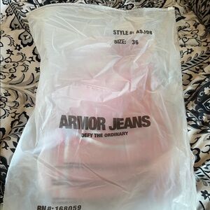 Men Armor Red and White Jeans wax stacked/flare